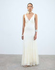 ADOLPHUS MAXI DRESS IN IVORY LACE - De La Vali