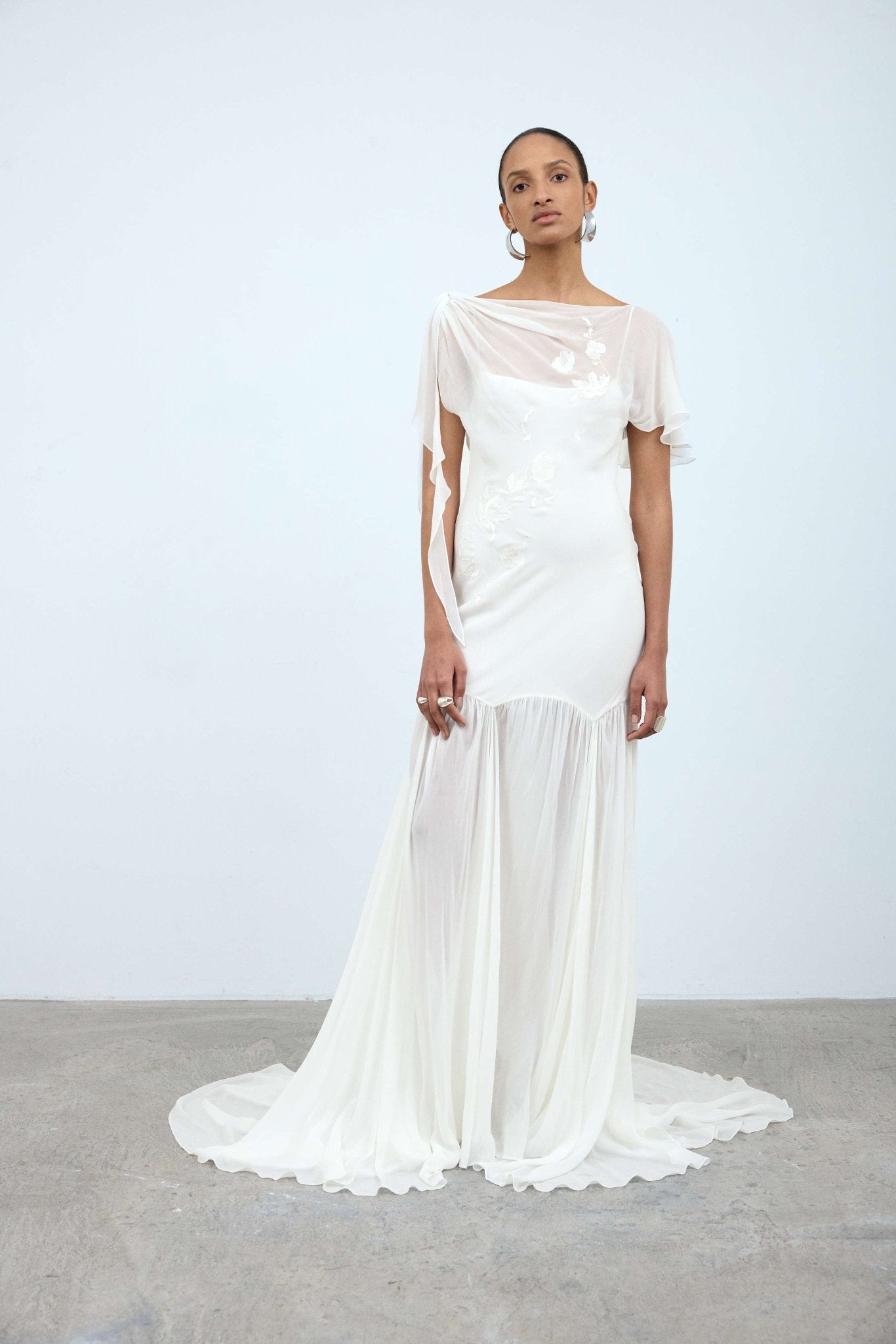 VENITA MAXI DRESS IN IVORY GEORGETTE - De La Vali