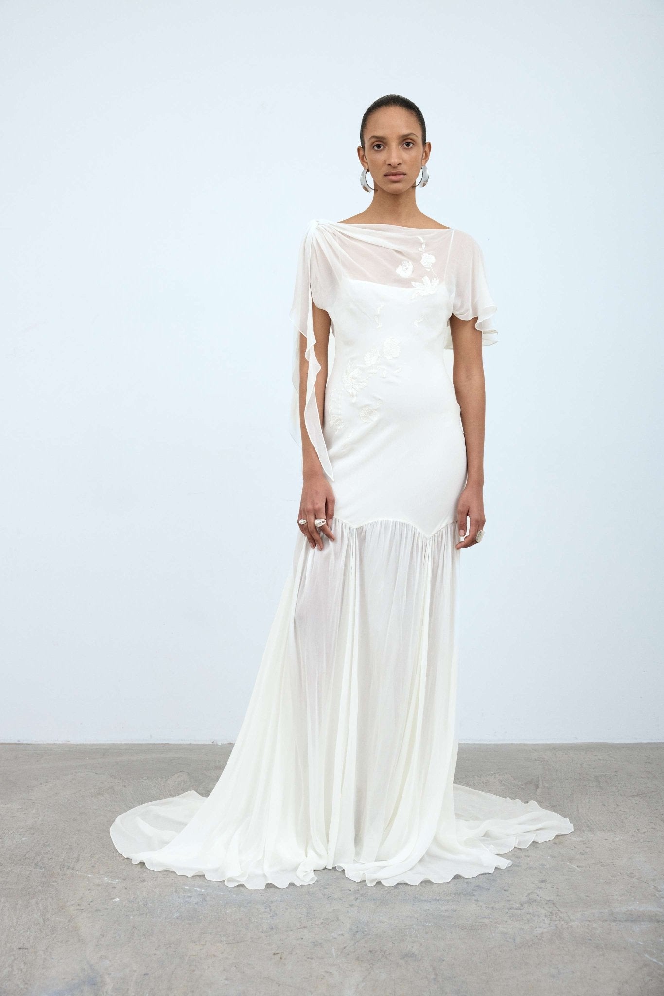 VENITA MAXI DRESS IN IVORY GEORGETTE - De La Vali