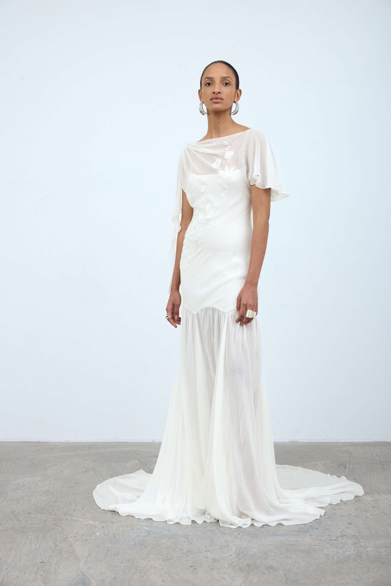 VENITA MAXI DRESS IN IVORY GEORGETTE - De La Vali