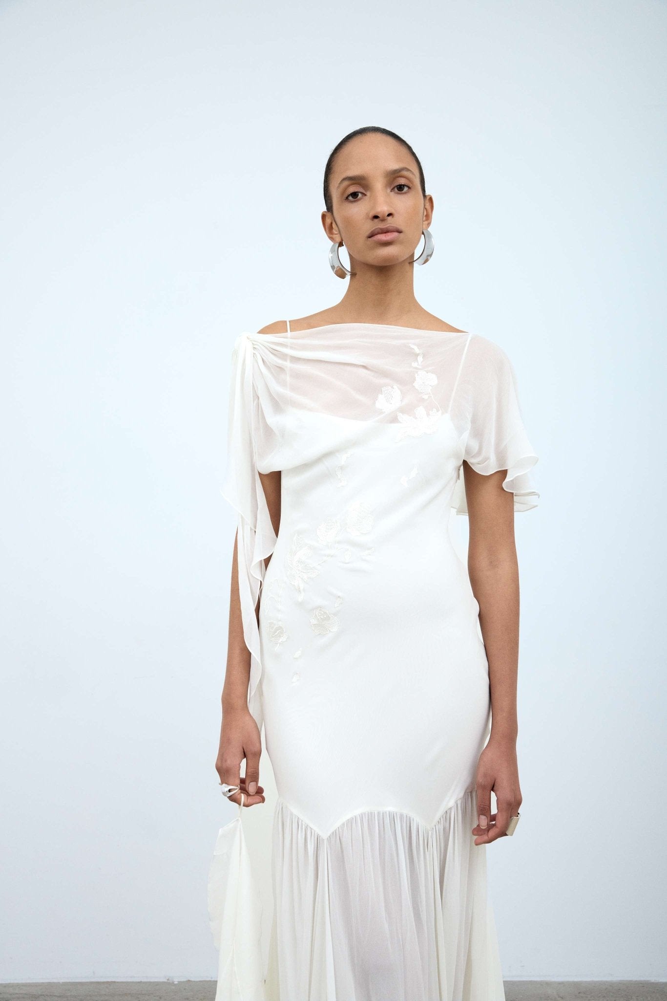 VENITA MAXI DRESS IN IVORY GEORGETTE - De La Vali
