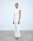 AMANCIA MAXI DRESS IN IVORY SILK SATIN - De La Vali