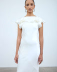 AMANCIA MAXI DRESS IN IVORY SILK SATIN - De La Vali