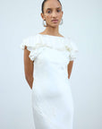 AMANCIA MAXI DRESS IN IVORY SILK SATIN - De La Vali