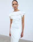 AMANCIA MAXI DRESS IN IVORY SILK SATIN - De La Vali