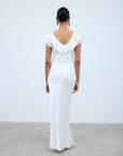 AMANCIA MAXI DRESS IN IVORY SILK SATIN - De La Vali