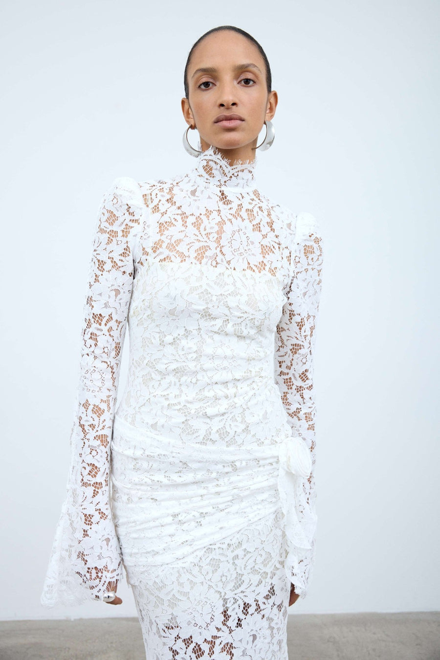 cream lace pencil dress Delilah Vintage Cream Lace Maxi Dress main image 0