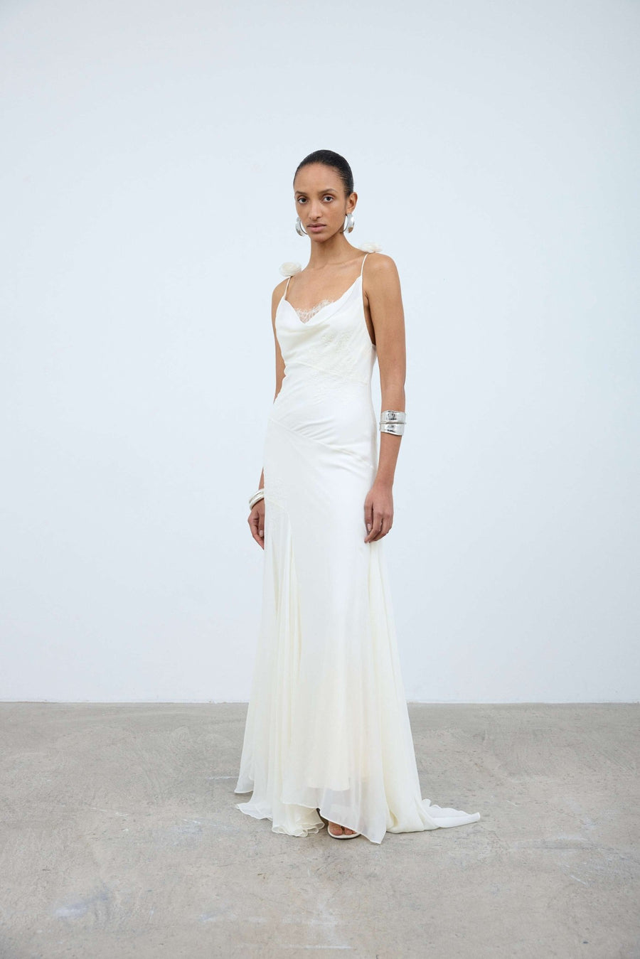 Dia Maxi Dress in Ivory Chiffon - De La Vali  DE LA VALI OFFICIAL