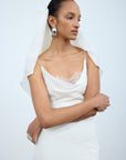 LYRA VEIL IN IVORY SILK CHIFFON - De La Vali