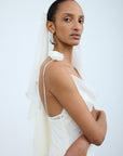 LYRA VEIL IN IVORY SILK CHIFFON - De La Vali