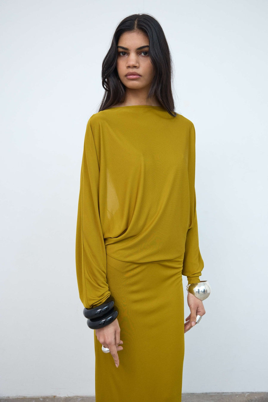 Devana Maxi Dress in Gold Viscose