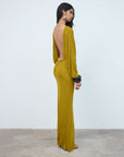 DEVANA MAXI DRESS IN GOLD VISCOSE - De La Vali