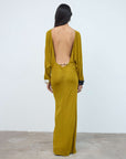 DEVANA MAXI DRESS IN GOLD VISCOSE - De La Vali
