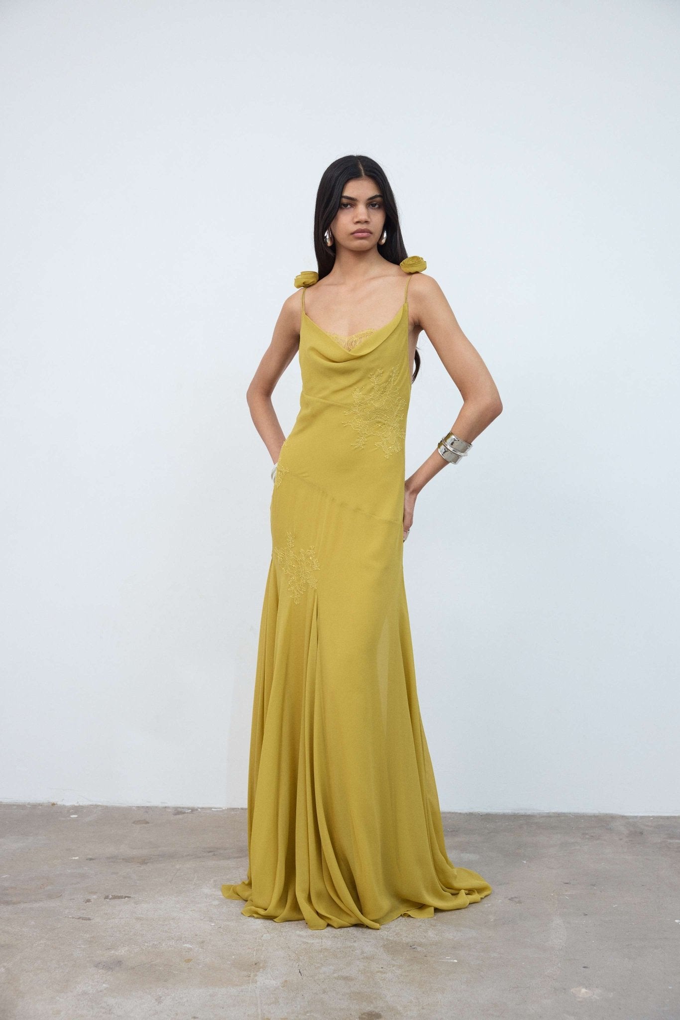 Dia Maxi Dress in Yellow Chiffon