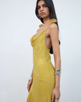 DIA MAXI DRESS IN YELLOW SILK CHIFFON - De La Vali
