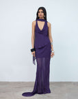 DIOSA SKIRT IN PURPLE GEORGETTE - De La Vali