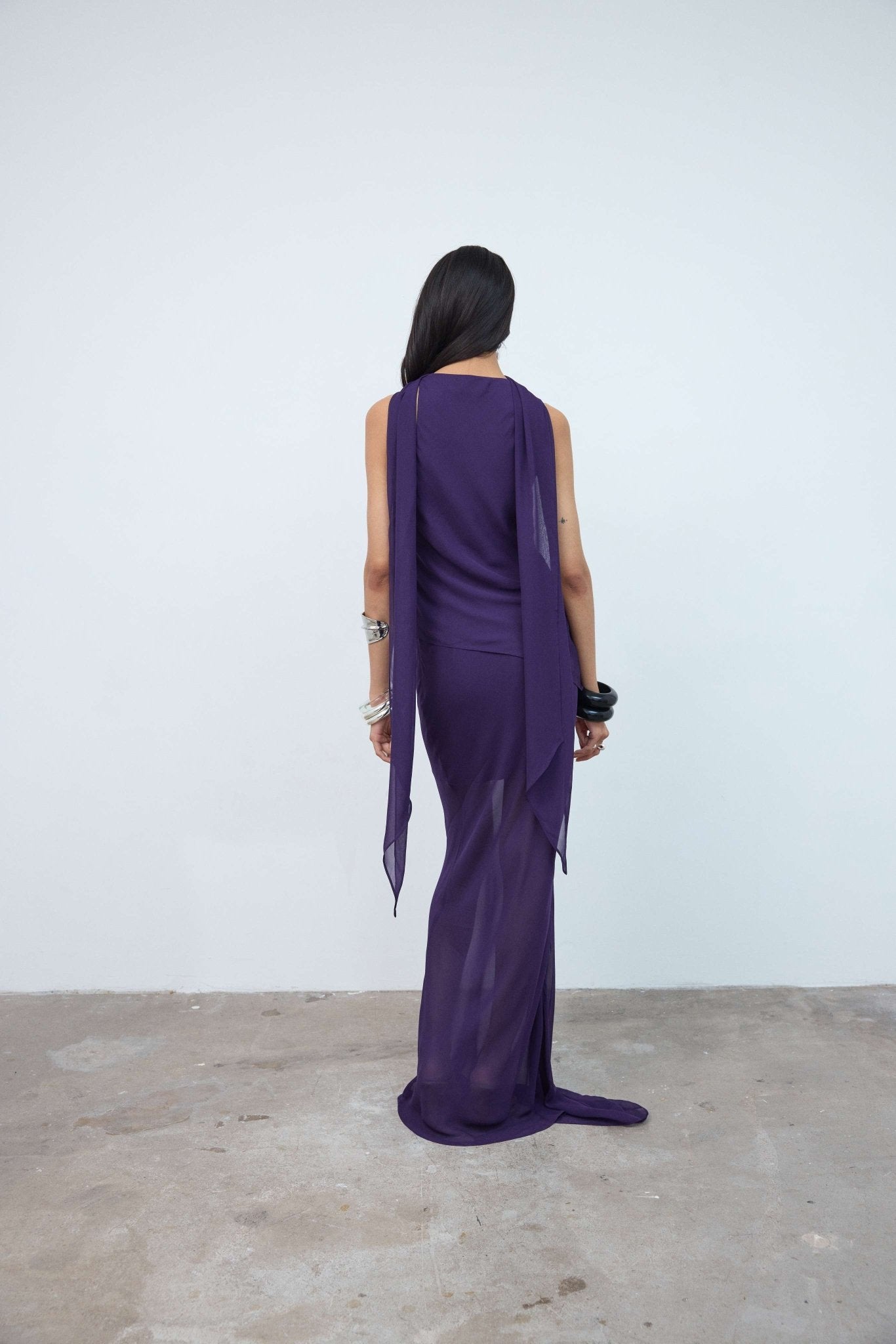 DIOSA TOP IN PURPLE GEORGETTE - De La Vali