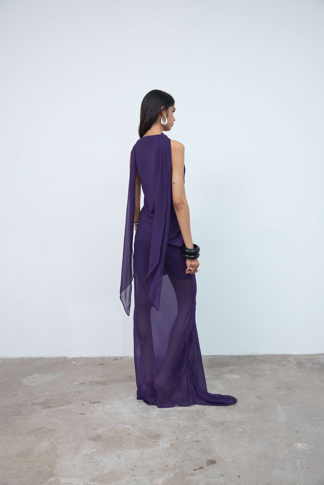 DIOSA TOP IN PURPLE GEORGETTE - De La Vali