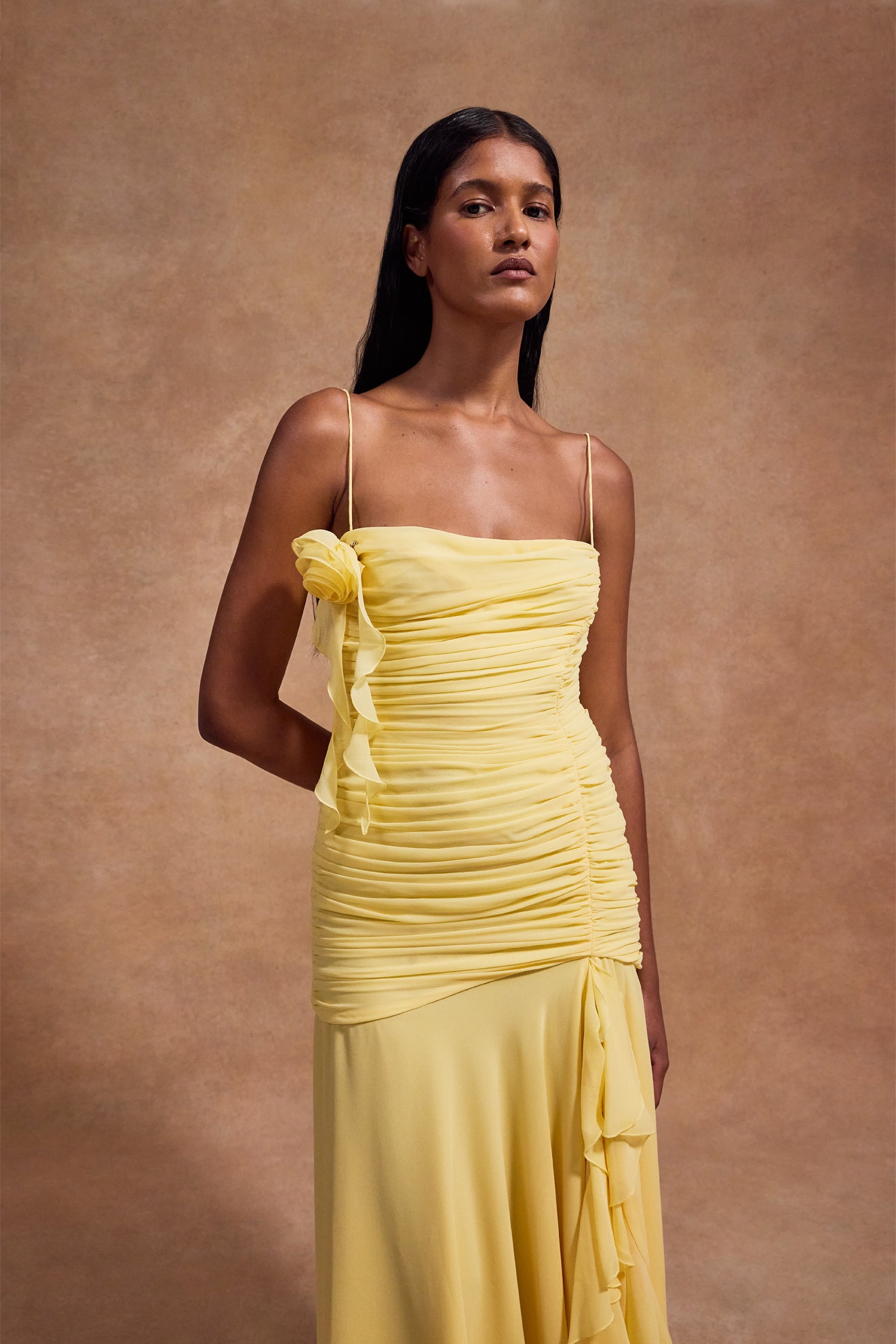 de la vali sabia chiffon maxi dress SABIA MAXI DRESS IN BALLET CHIFFON DE LA VALI OFFICIAL