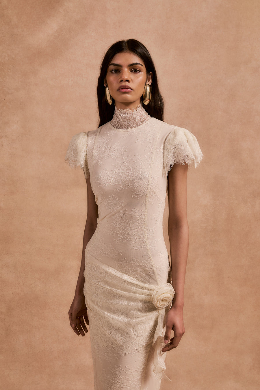 SILENTIUM MAXI DRESS IVORY LACE
