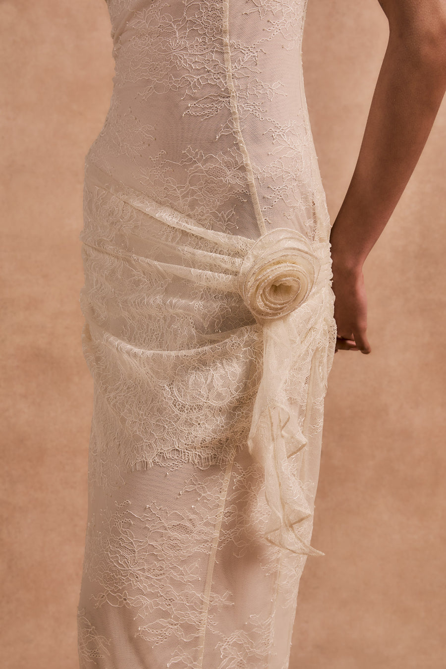 de la vali silentium maxi dress De La Vali Brown Lace Gown by De La Vali