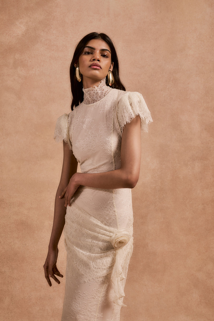 SILENTIUM MAXI DRESS IVORY LACE