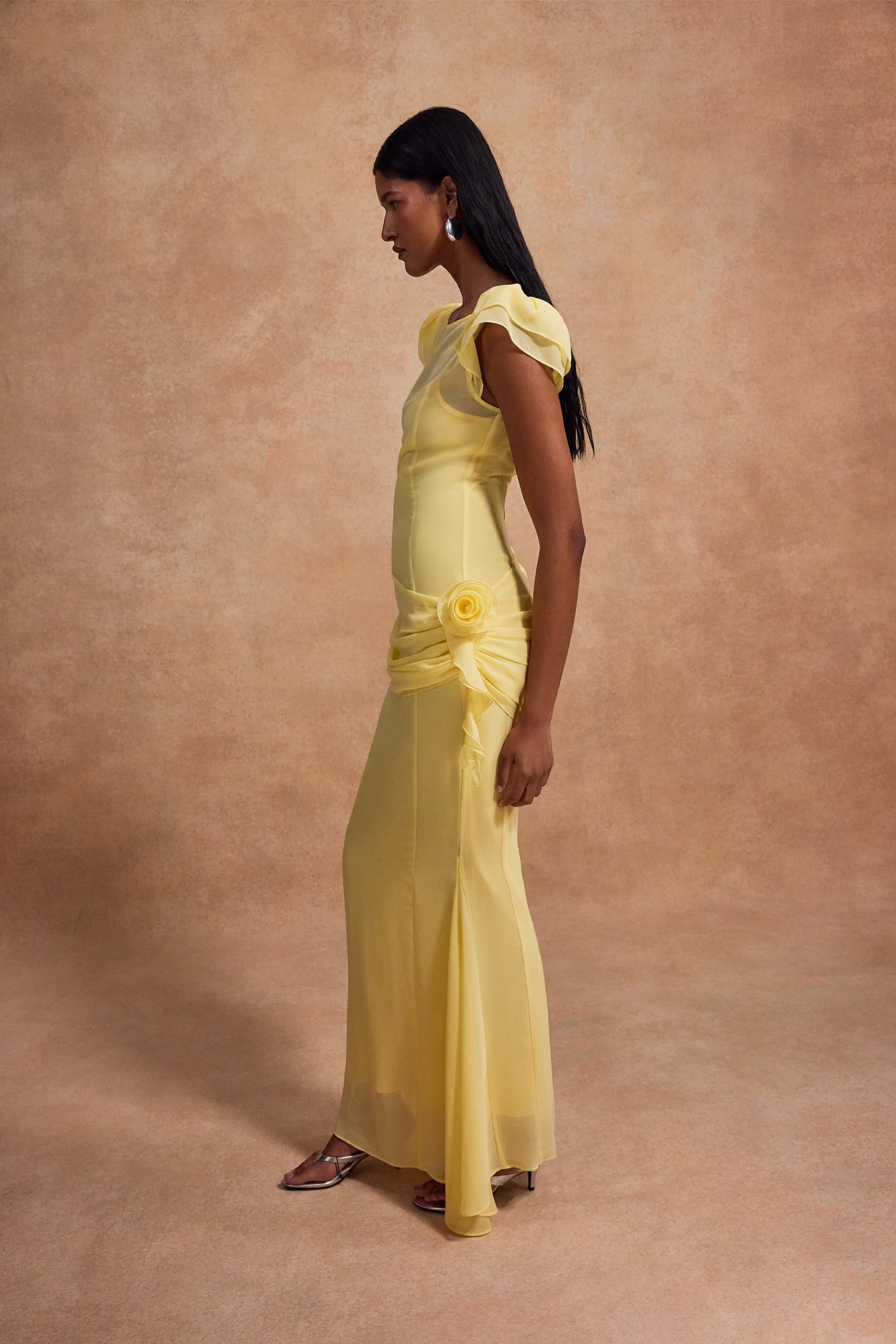 FLORENTINE MAXI DRESS IN SHERBET YELLOW CHIFFON - De La Vali