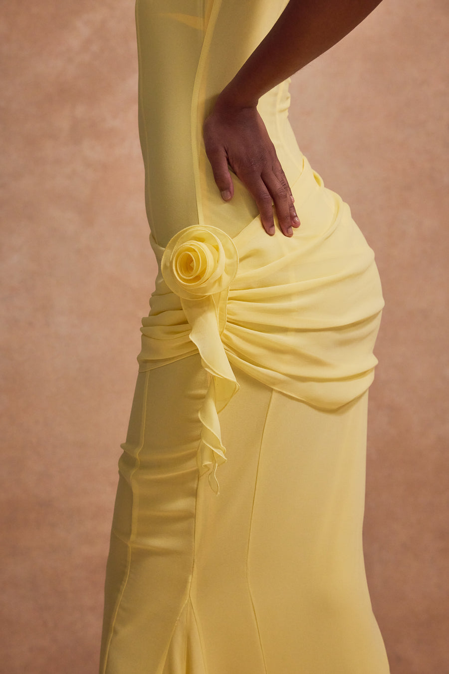 FLORENTINE MAXI DRESS IN SHERBET YELLOW CHIFFON
