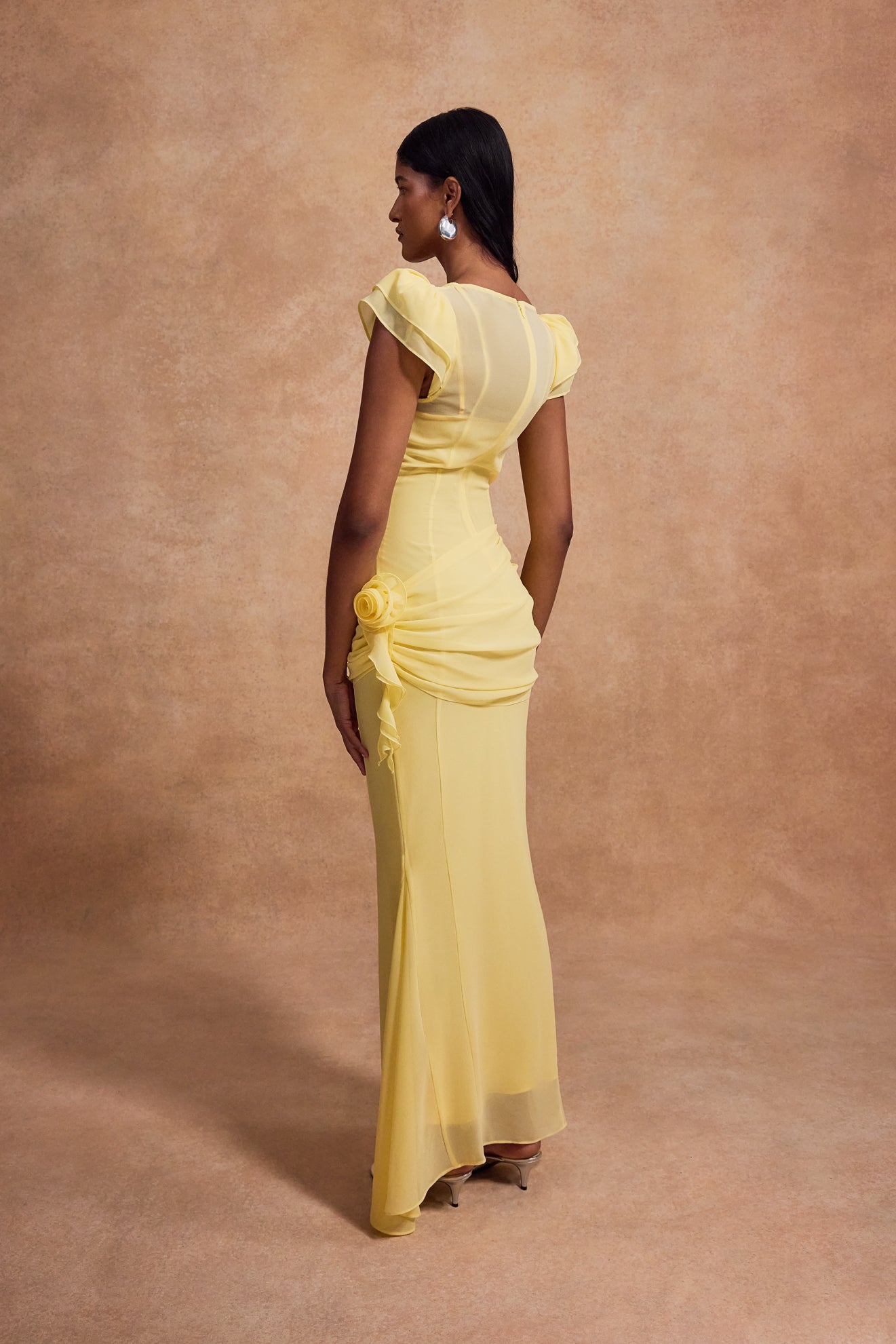 FLORENTINE MAXI DRESS IN SHERBET YELLOW CHIFFON - De La Vali