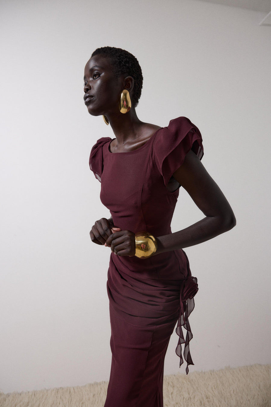 FLORENTINE MAXI DRESS IN EARTH CHIFFON