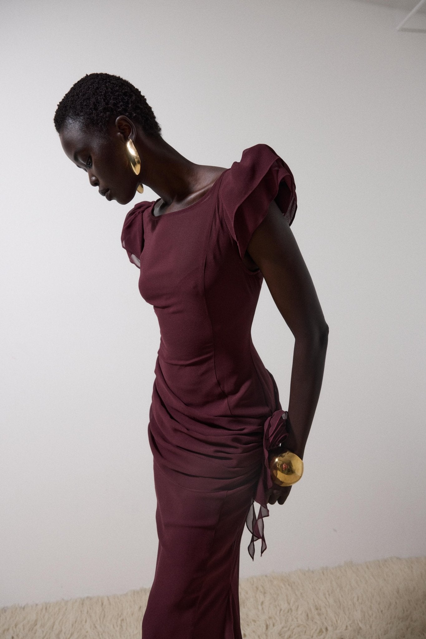 FLORENTINE MAXI DRESS IN EARTH CHIFFON - De La Vali