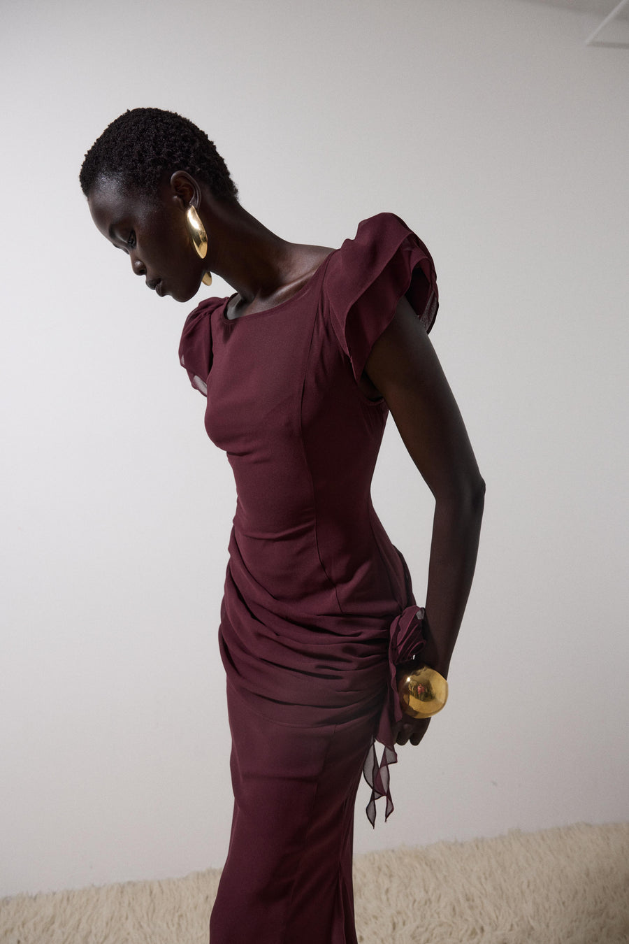 FLORENTINE MAXI DRESS IN EARTH CHIFFON