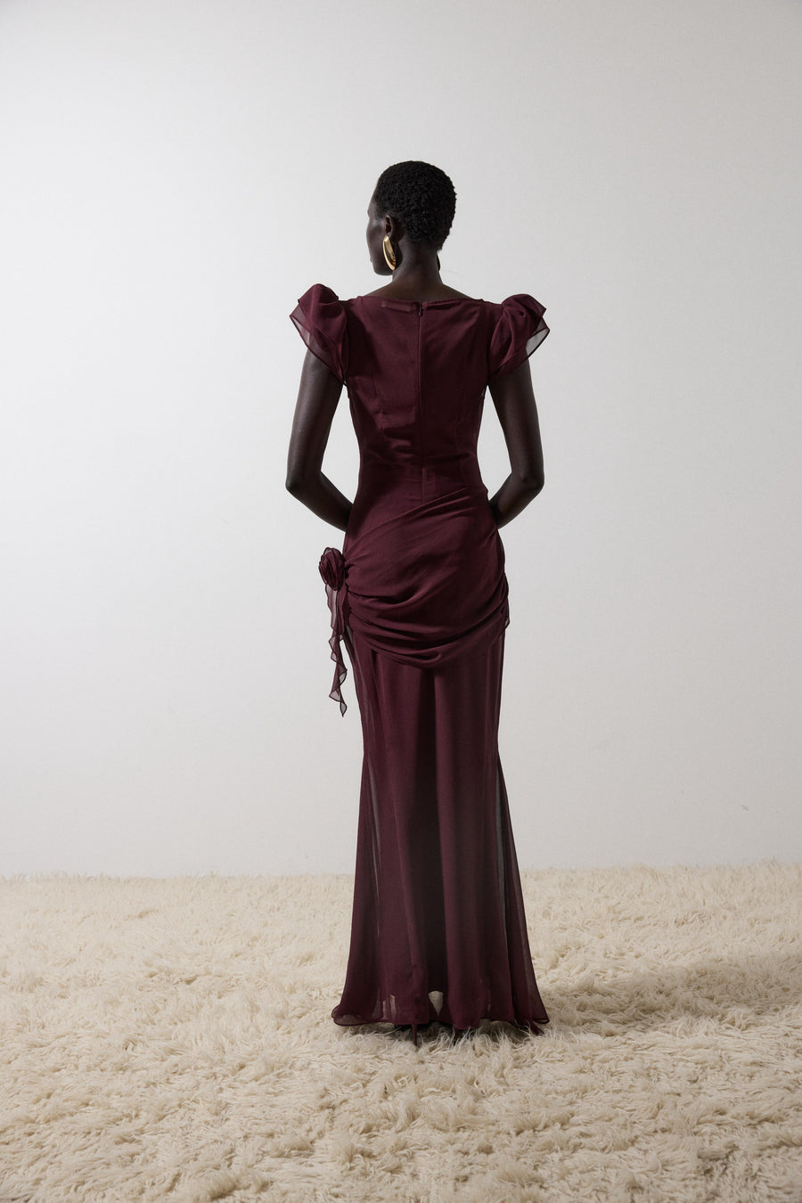 FLORENTINE MAXI DRESS IN EARTH CHIFFON