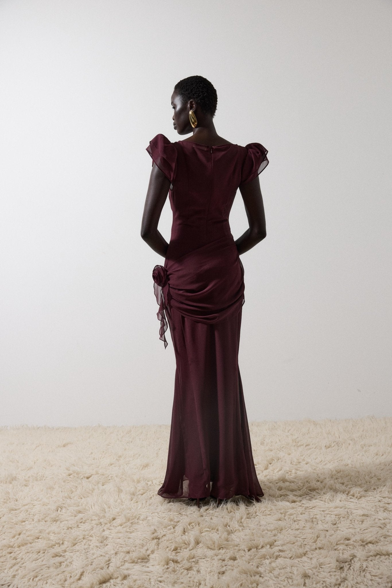 FLORENTINE MAXI DRESS IN EARTH CHIFFON - De La Vali