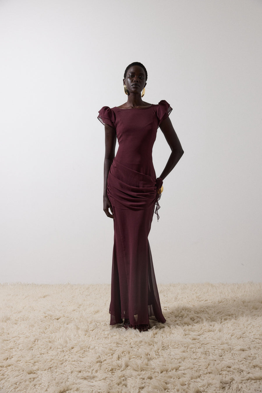 FLORENTINE MAXI DRESS IN EARTH CHIFFON