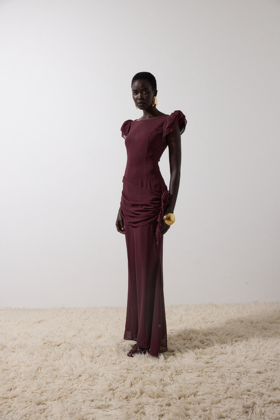 FLORENTINE MAXI DRESS IN EARTH CHIFFON