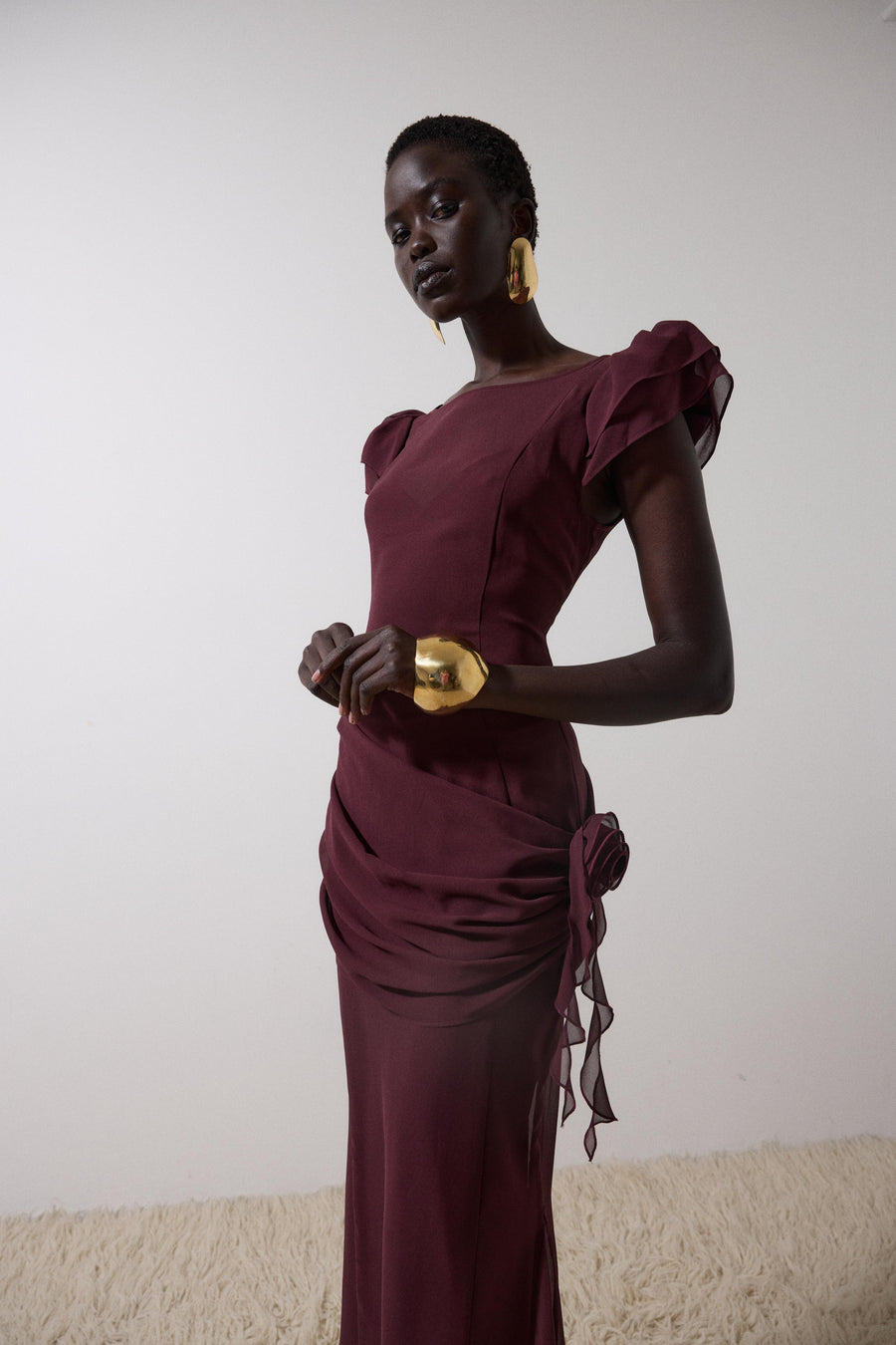 FLORENTINE MAXI DRESS IN EARTH CHIFFON