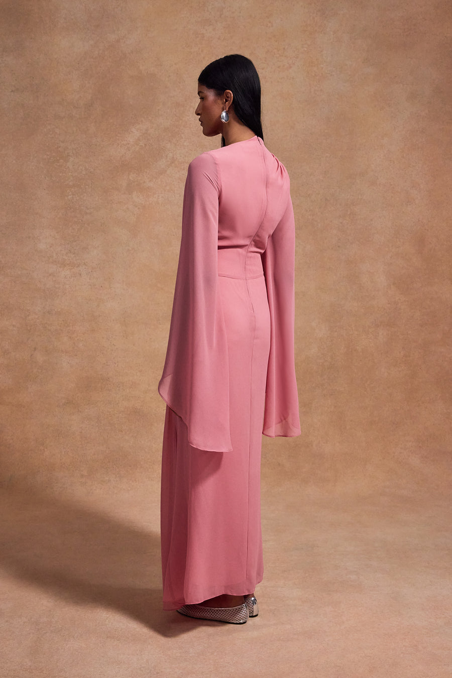 HAUSOS MAXI DRESS IN BALLET PINK CHIFFON