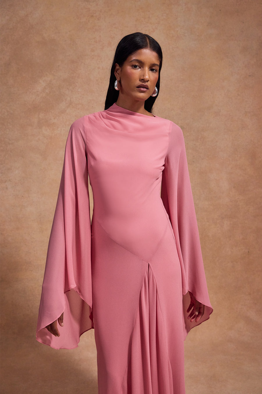 HAUSOS MAXI DRESS IN BALLET PINK CHIFFON