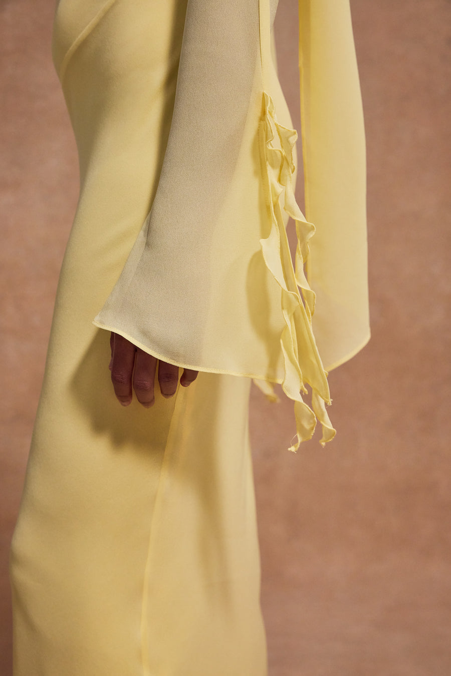 CRISTOBAL MIDI DRESS IN SHERBET YELLOW CHIFFON