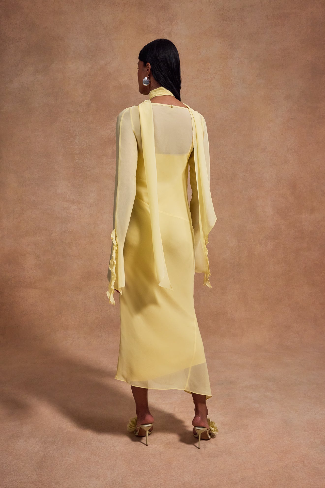 CRISTOBAL MIDI DRESS IN SHERBET YELLOW CHIFFON - De La Vali