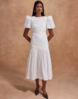 MENCIA MIDI DRESS IN WHITE COTTON