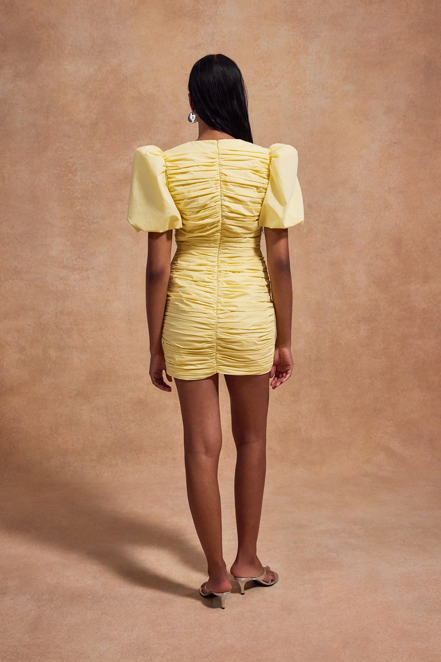 MENCIA MINI DRESS IN SHERBET YELLOW COTTON