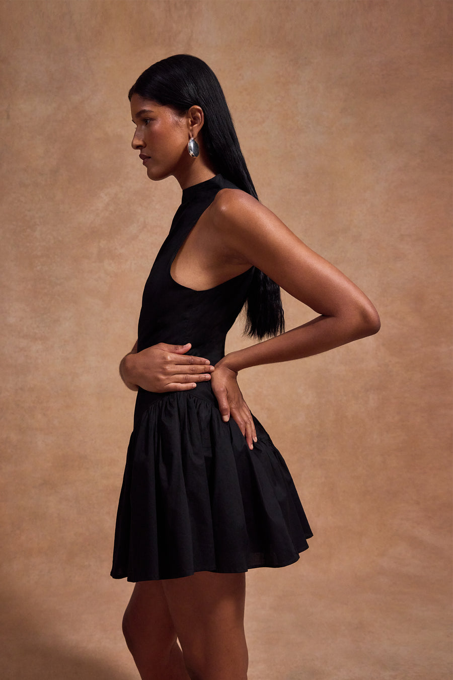 LUSIVA MINI DRESS IN BLACK COTTON