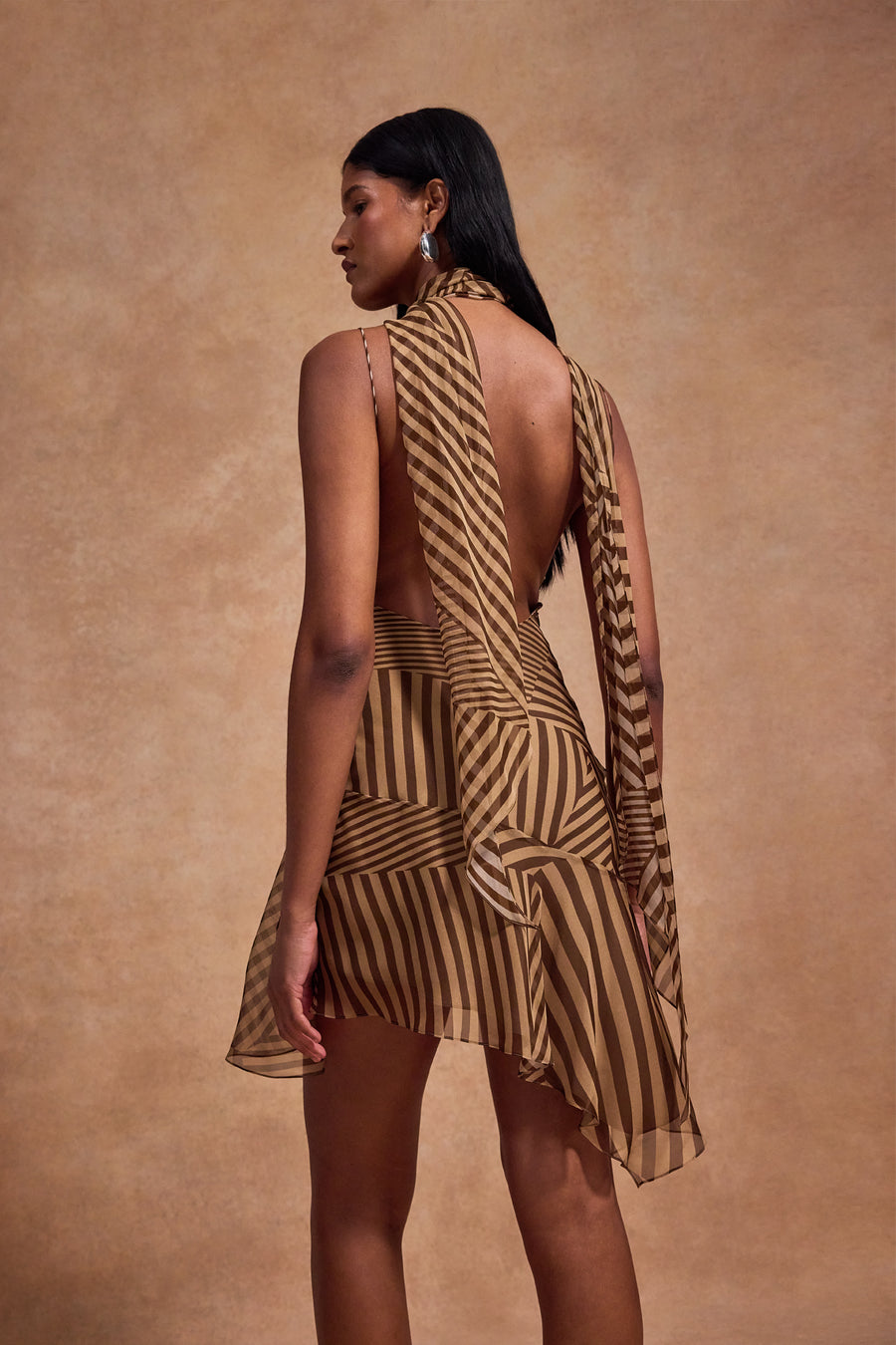 ELEVAR MINI DRESS IN VIVID STRIPE SILK CHIFFON