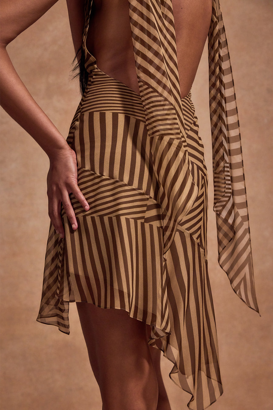 ELEVAR MINI DRESS IN VIVID STRIPE SILK CHIFFON