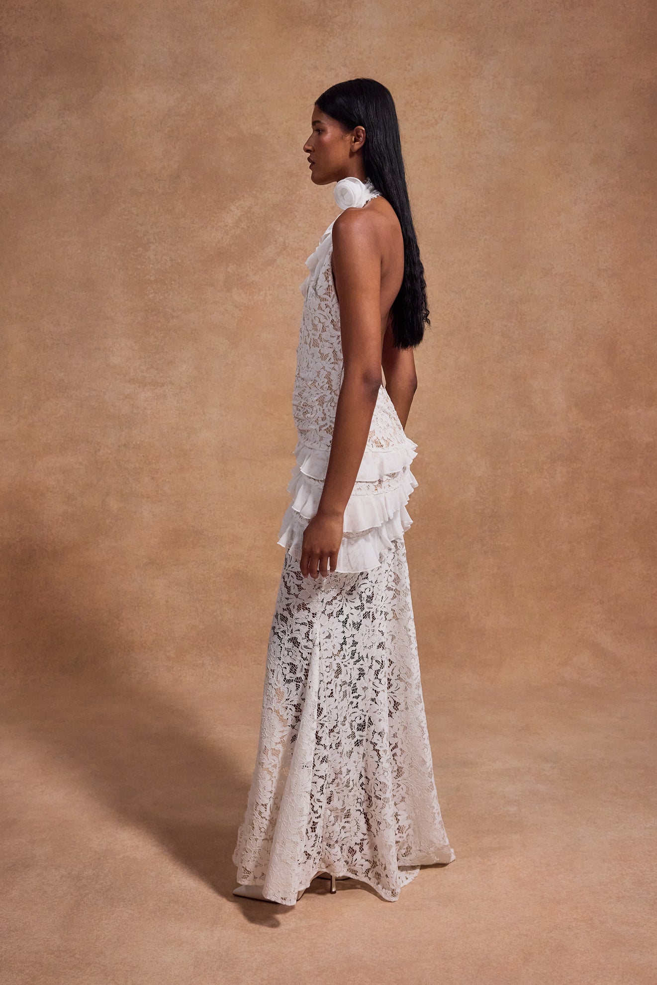 BONITA MAXI DRESS IN WHITE COTTON LACE - De La Vali