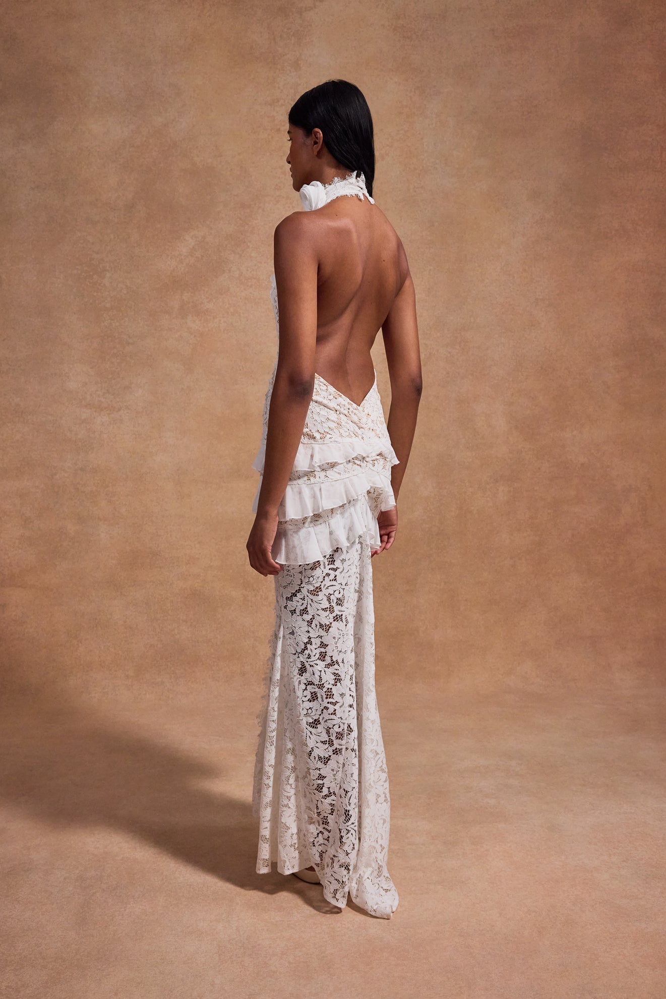 BONITA MAXI DRESS IN WHITE COTTON LACE - De La Vali