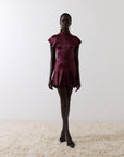 ALIZEE MINI DRESS IN EARTH SILK SATIN