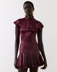 ALIZEE MINI DRESS IN EARTH SILK SATIN